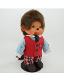 Monchhichi 紅色背心格仔褲子男孩