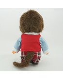 Monchhichi 紅色背心格仔褲子男孩