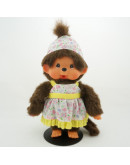 Monchhichi 粉花吊帶裙女孩