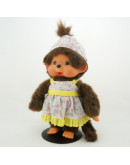 Monchhichi 粉花吊帶裙女孩