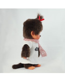 Monchhichi 粉紅圍巾白色連身裙女孩