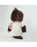 Monchhichi 粉紅圍巾白色連身裙女孩