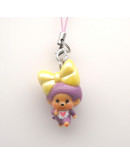 Monchhichi PVC紫色蝴蝶結大頭掛件