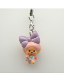 Monchhichi PVC粉紅色蝴蝶結大頭掛件