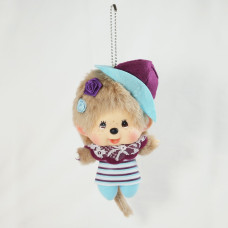 Monchhichi 大頭白色蕾絲帽子女孩 掛件