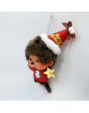 Monchhichi 大頭紅色聖誕節帽男孩掛件