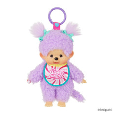 Monchhichi 棒棒糖女孩紫色掛件
