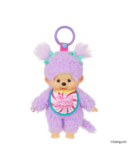Monchhichi 棒棒糖女孩紫色掛件