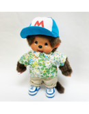 Monchhichi 花恤衫藍白帽子套裝