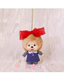 Monchhichi 大頭鮮紅蝴蝶結女孩掛件