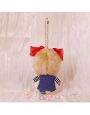 Monchhichi 大頭鮮紅蝴蝶結女孩掛件