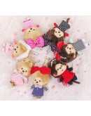 Monchhichi 蕾絲蝴蝶結大頭女孩掛件