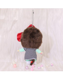 Monchhichi 大頭間條裙子女孩掛件