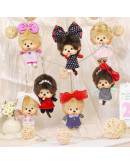 Monchhichi 大頭間條裙子女孩掛件