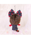 Monchhichi 大頭紅波點蝴蝶結掛件女孩