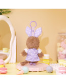 Monchhichi 紫色點點連衣裙兔耳朵掛件