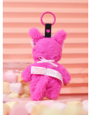 Monchhichi 黑白圍兜粉色女孩掛件